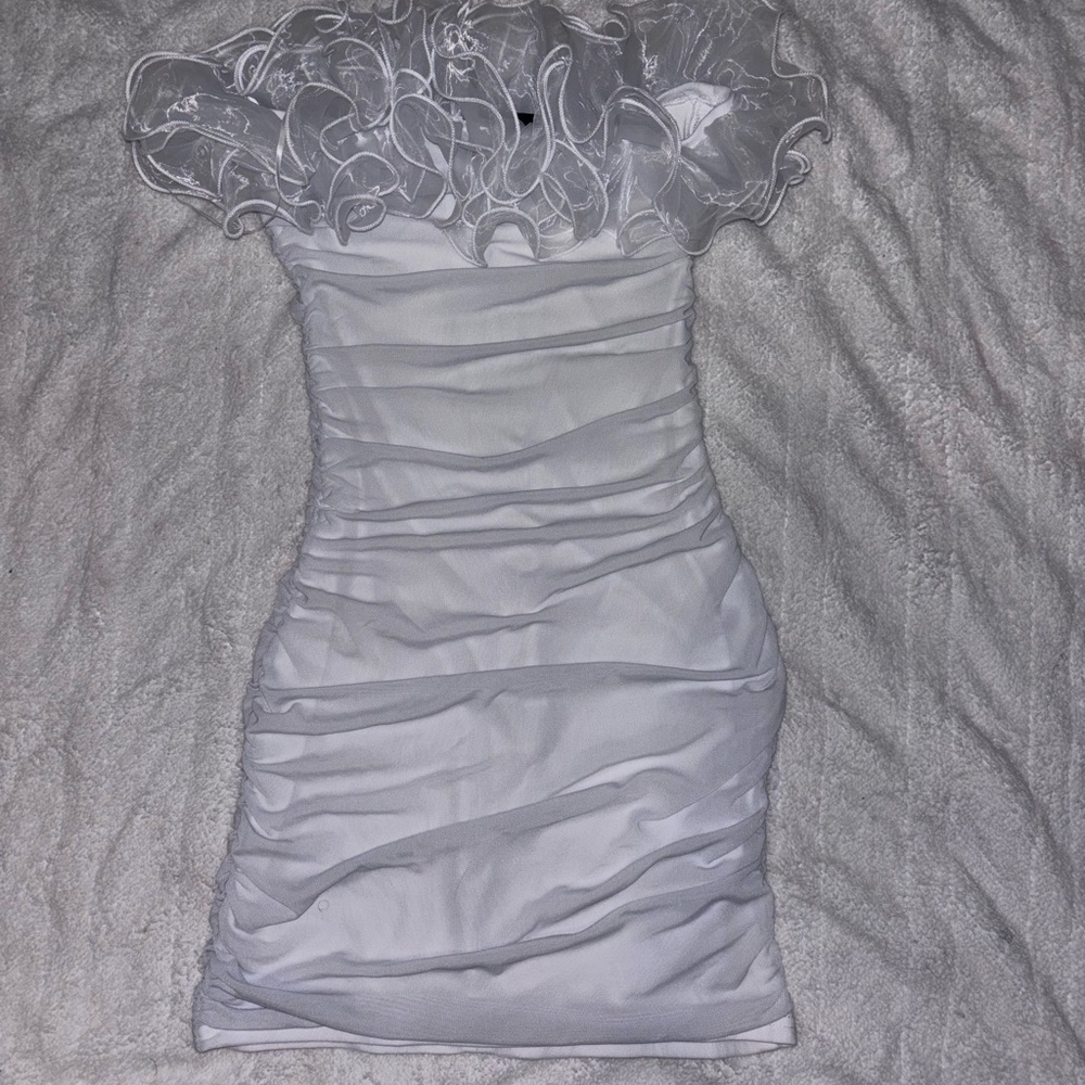 Windsor White Ruffled Mini Dress